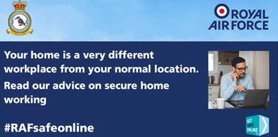 Postcard of the RAF's Working from home cyber security campaign.